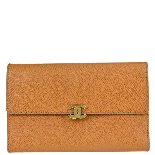 Chanel 1997-1999 Trifold Wallet Purse Brown Calfskin