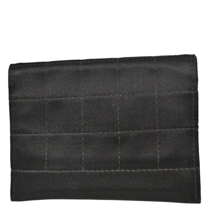 Chanel 2004-2005 Black Satin Choco Bar Cardholder Rhinestone Small Good