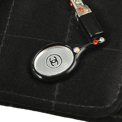 Chanel 2004-2005 Black Satin Choco Bar Cardholder Rhinestone Small Good