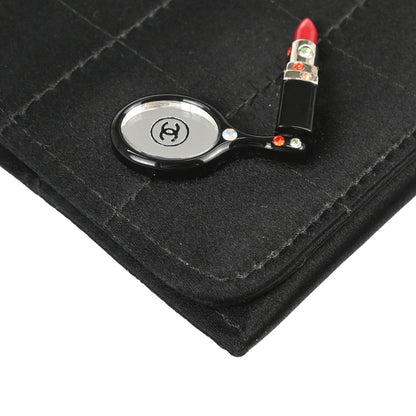 Chanel 2004-2005 Black Satin Choco Bar Cardholder Rhinestone Small Good