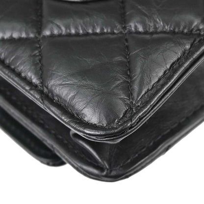 Chanel 2017-2018 Black Calfskin Rhinestone Icon WOC Wallet on Chain Bag