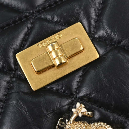 Chanel 2017-2018 Black Calfskin Rhinestone Icon WOC Wallet on Chain Bag