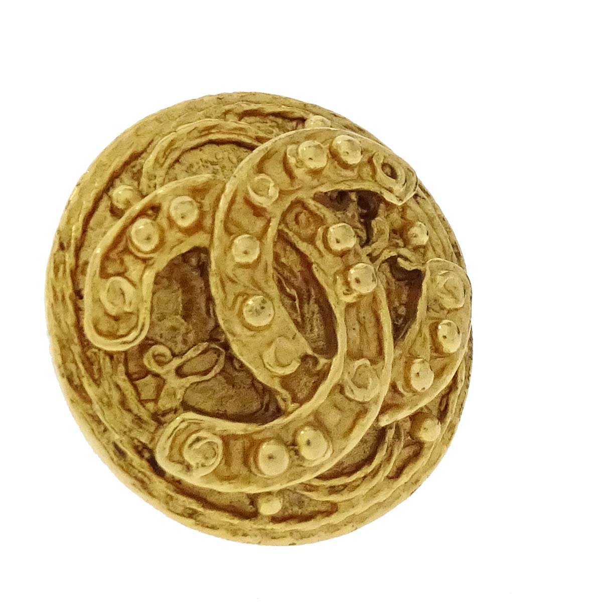 Chanel Button Clip-On Earrings Gold 94A