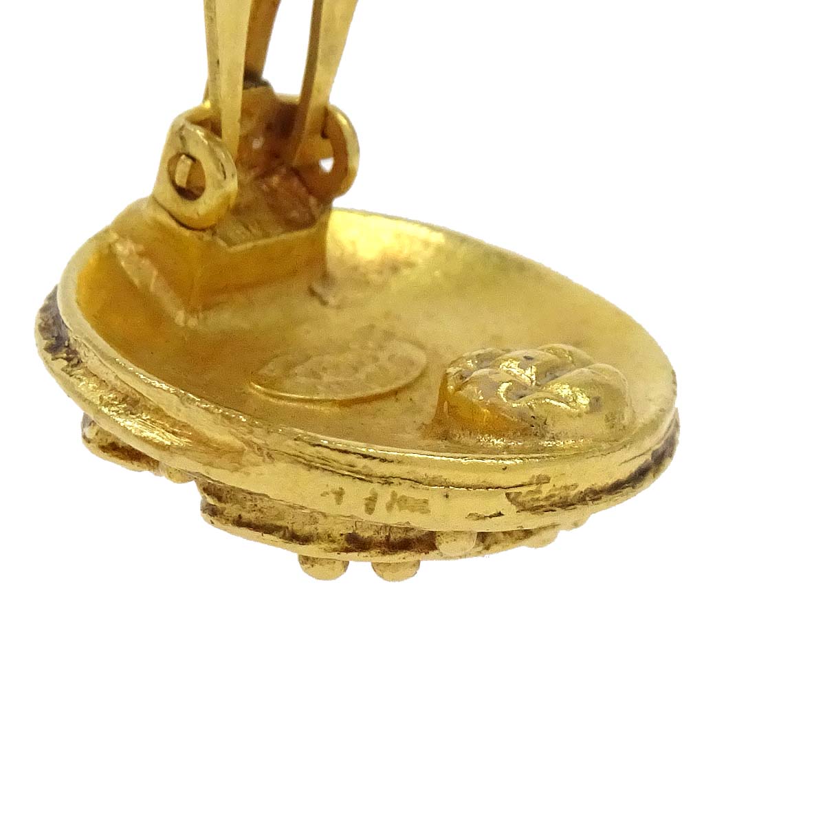 Chanel Button Clip-On Earrings Gold 94A