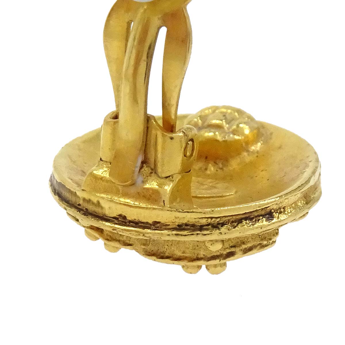 Chanel Button Clip-On Earrings Gold 94A