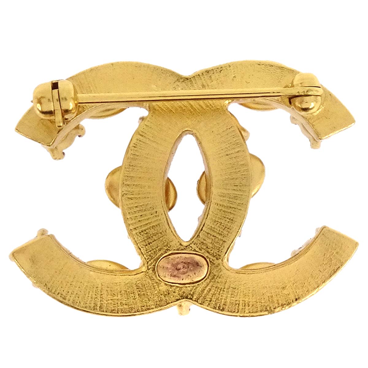 Chanel CC Brooch Pin Gold Colored Stone 01A