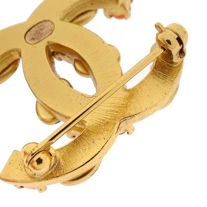 Chanel CC Brooch Pin Gold Colored Stone 01A