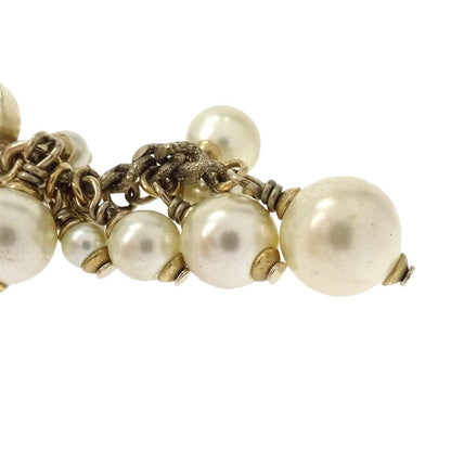 Chanel CC Costume Pearl Dangle Clip-On Earrings Gold A11P