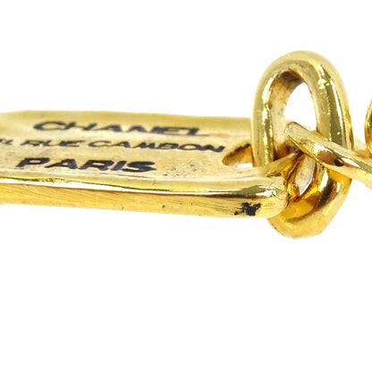 Chanel Dangle Clip-On Earrings Rectangle CC Gold 2344