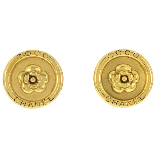 Chanel Button Clip-On Earrings Gold 97A