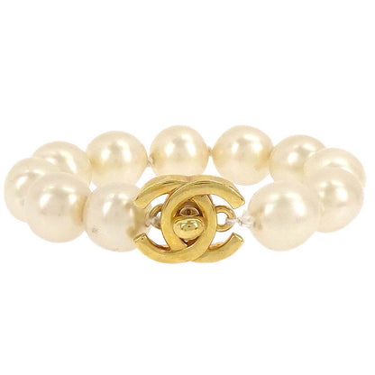 Chanel Turnlock Bracelet Gold Costume Pearl 97P