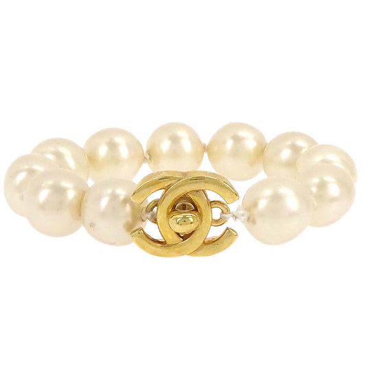 Chanel Turnlock Bracelet Gold Costume Pearl 97P