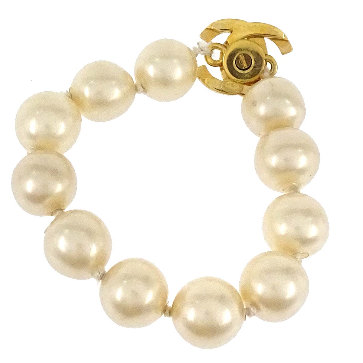 Chanel Turnlock Bracelet Gold Costume Pearl 97P