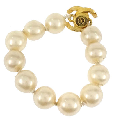 Chanel Turnlock Bracelet Gold Costume Pearl 97P