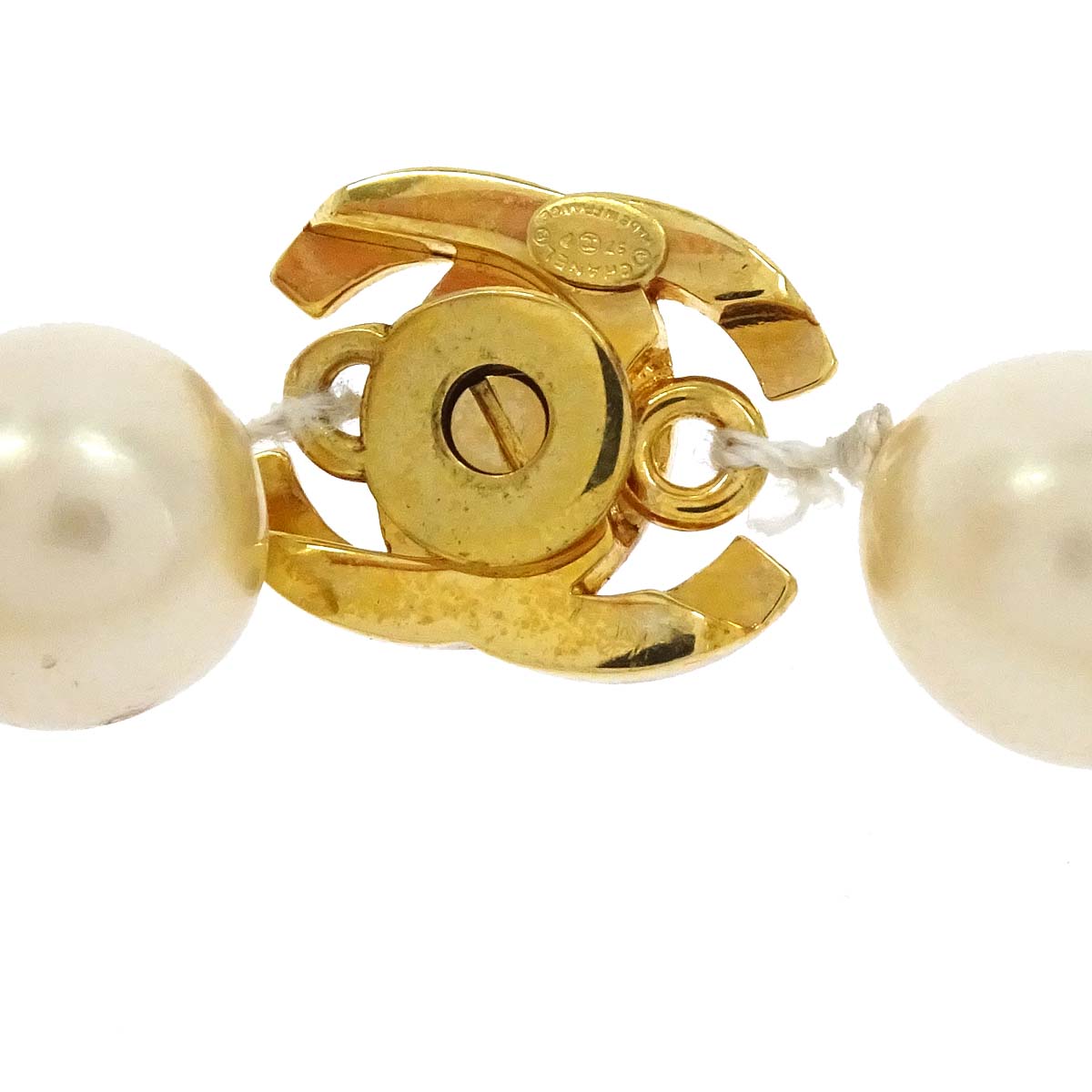 Chanel Turnlock Bracelet Gold Costume Pearl 97P