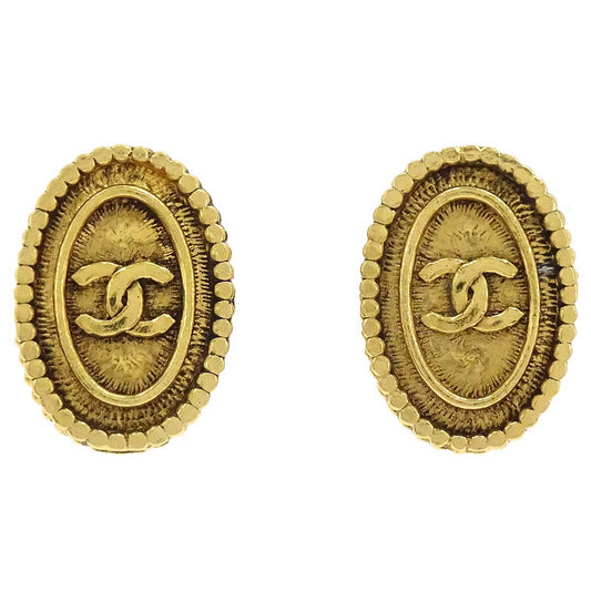 Chanel Oval Clip-On Earrings Gold 2089