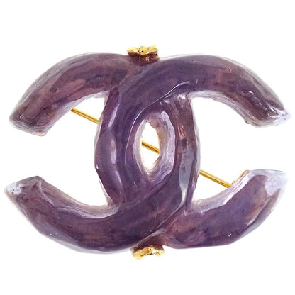 Chanel CC Brooch Pin Purple Acrylic 99P