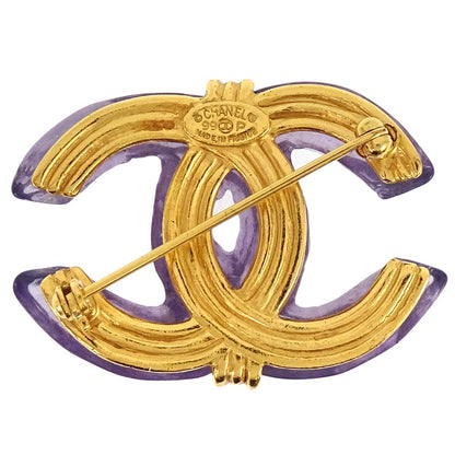 Chanel CC Brooch Pin Purple Acrylic 99P