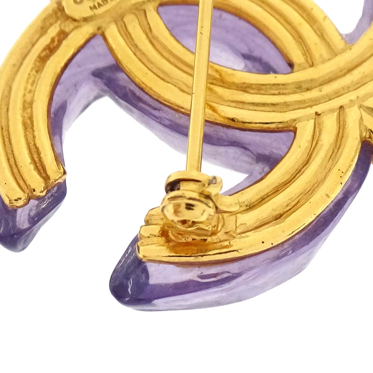 Chanel CC Brooch Pin Purple Acrylic 99P