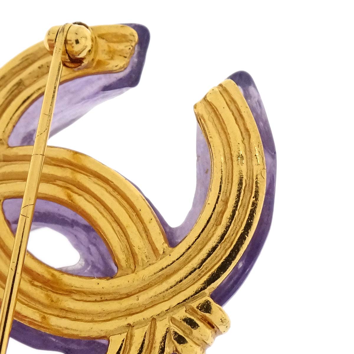 Chanel CC Brooch Pin Purple Acrylic 99P