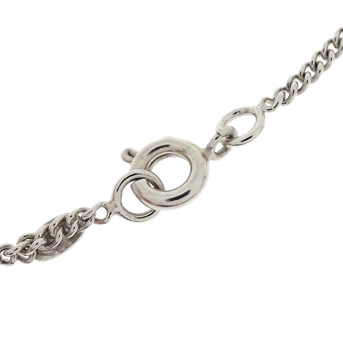 Chanel CC Chain Necklace Silver Black 04A