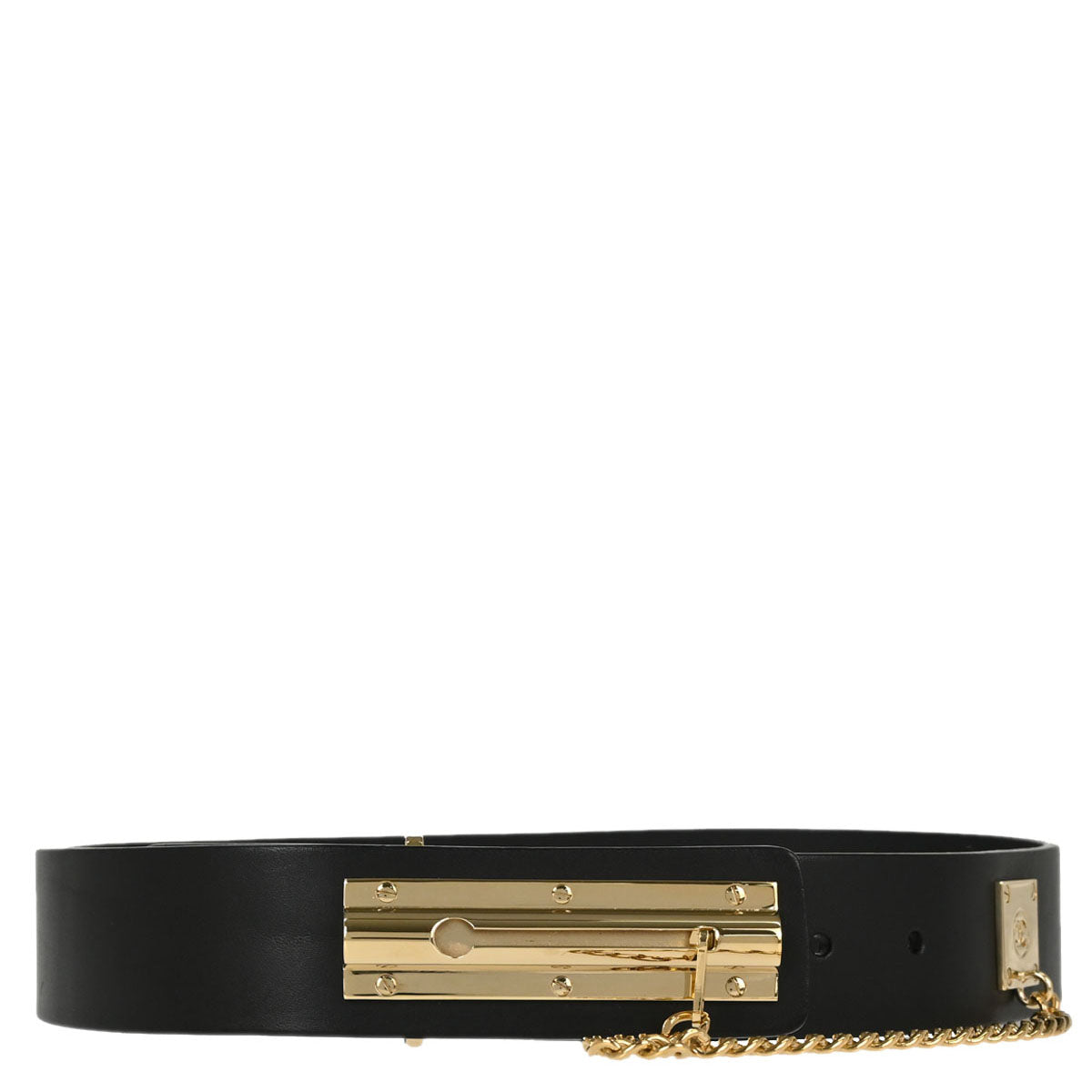 Chanel Black Gold Leather Belt #75/30