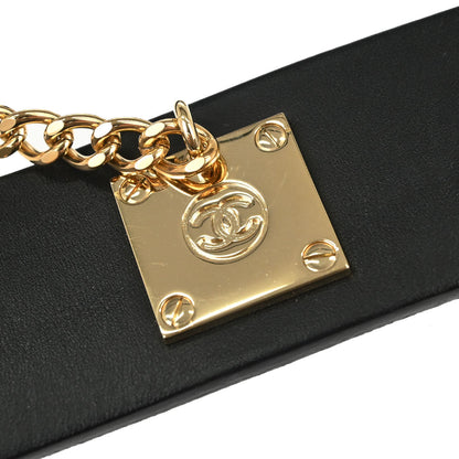 Chanel Black Gold Leather Belt #75/30
