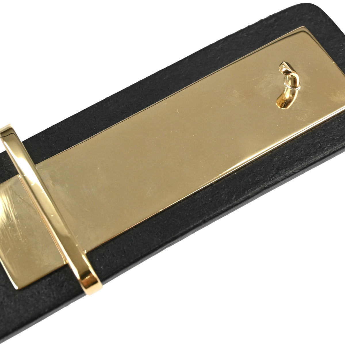 Chanel Black Gold Leather Belt #75/30