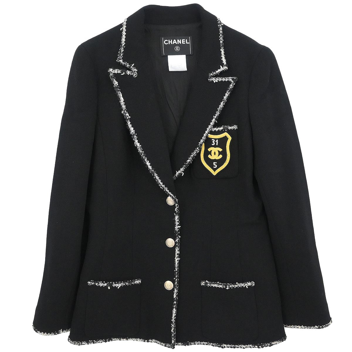 Chanel 2005 Emblem Single Breasted Jacket Black #42