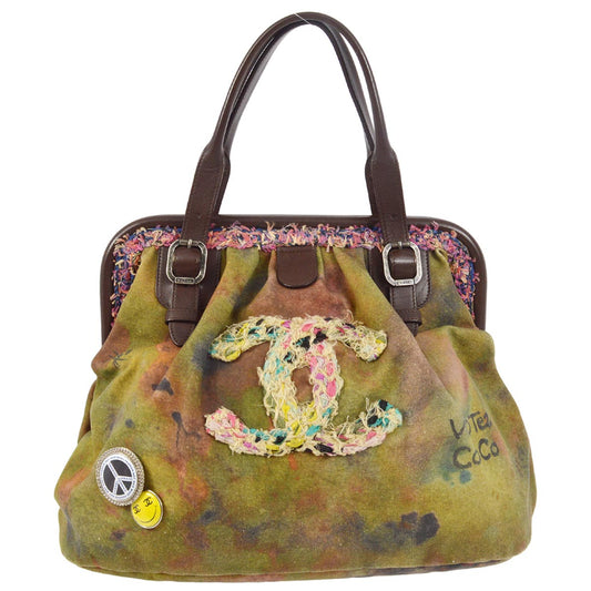 Chanel 2015-2016 Khaki Green Embroidered Handbag