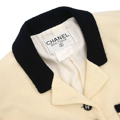 Chanel 1996 Single Breasted Jacket Ivory #42