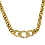 Christian Dior Necklace Pendant Gold Rhinestone