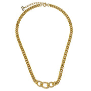 Christian Dior Necklace Pendant Gold Rhinestone