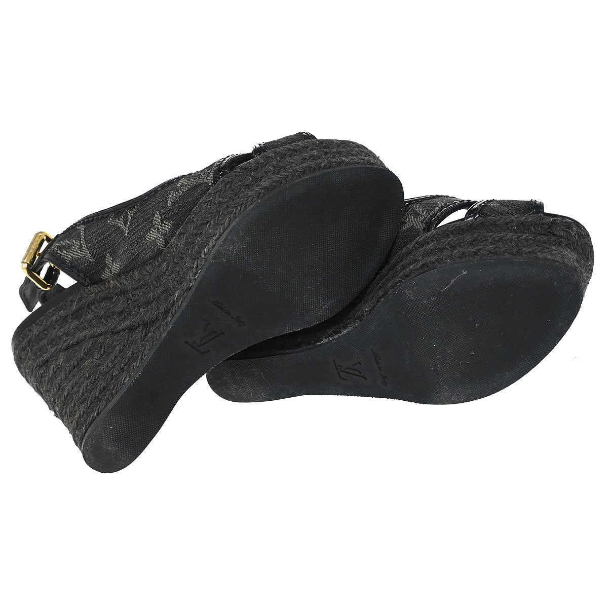 Louis Vuitton * Black Monogram Denim Sandals Shoes – AMORE Vintage