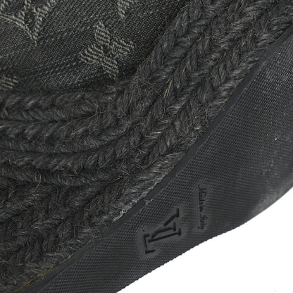 Louis Vuitton * Black Monogram Denim Sandals Shoes