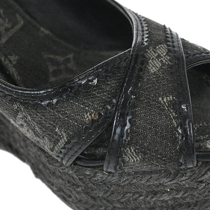 Louis Vuitton * Black Monogram Denim Sandals Shoes
