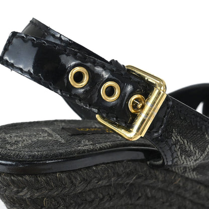 Louis Vuitton * Black Monogram Denim Sandals Shoes