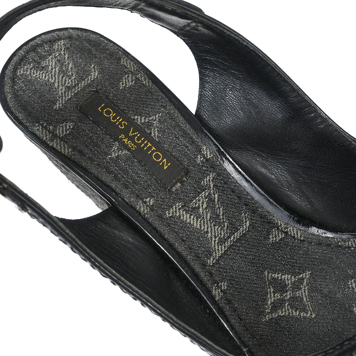 Louis Vuitton * Black Monogram Denim Sandals Shoes – AMORE Vintage