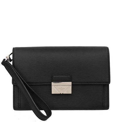 Louis Vuitton 2017 Black Epi Pochette Thames Clutch Bag M42742