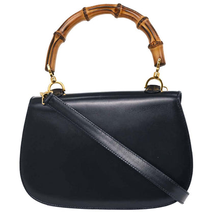 Gucci Navy Bamboo 2way Shoulder Handbag
