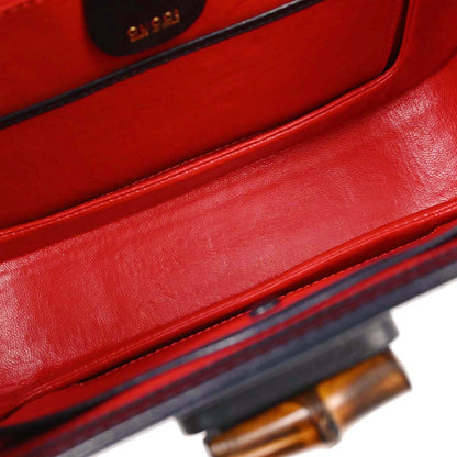 Gucci Navy Bamboo 2way Shoulder Handbag
