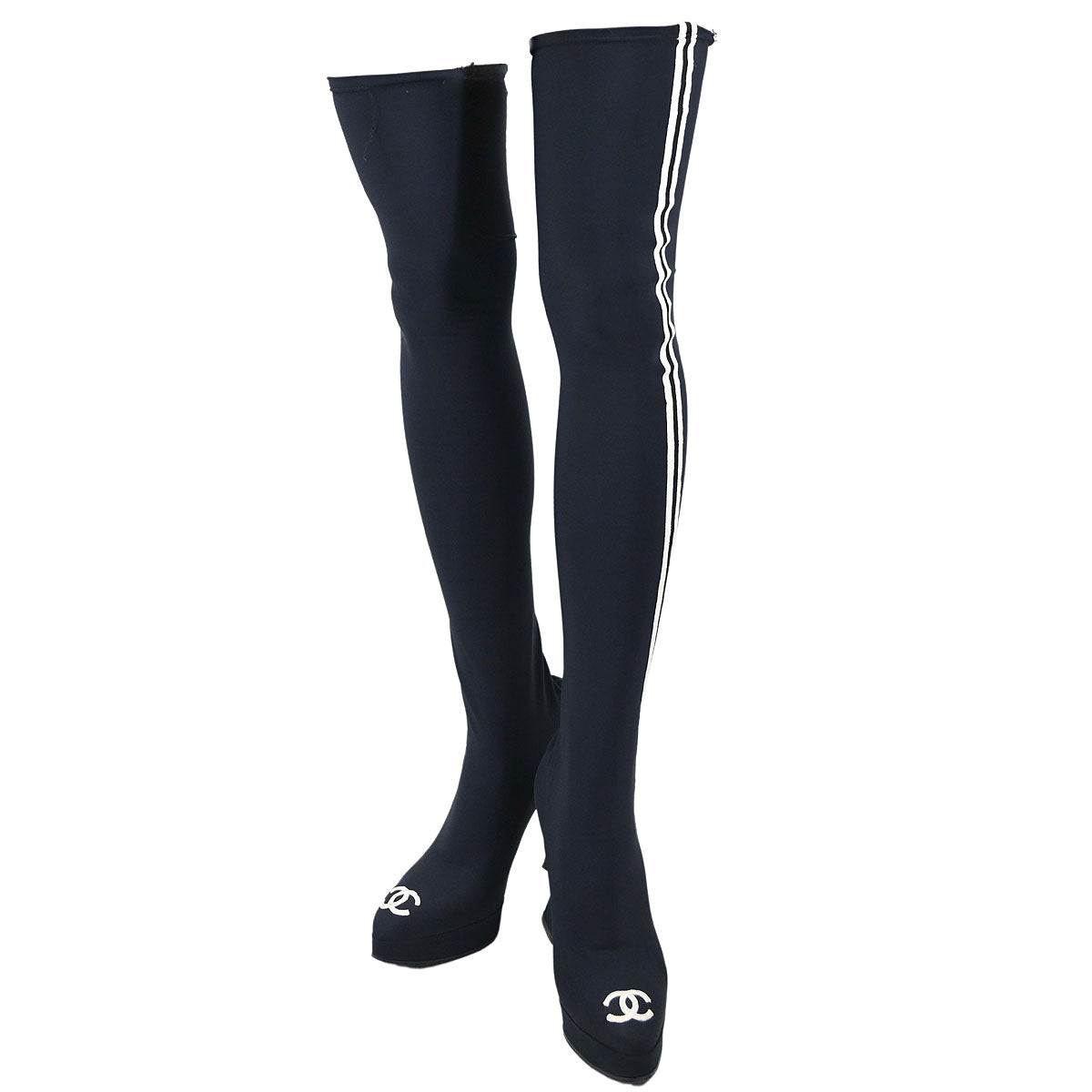 Chanel * 1994 Thigh-High Sock Boots Shoes #37