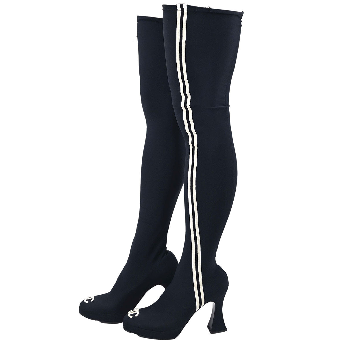 Chanel * 1994 Thigh-High Sock Boots Shoes #37