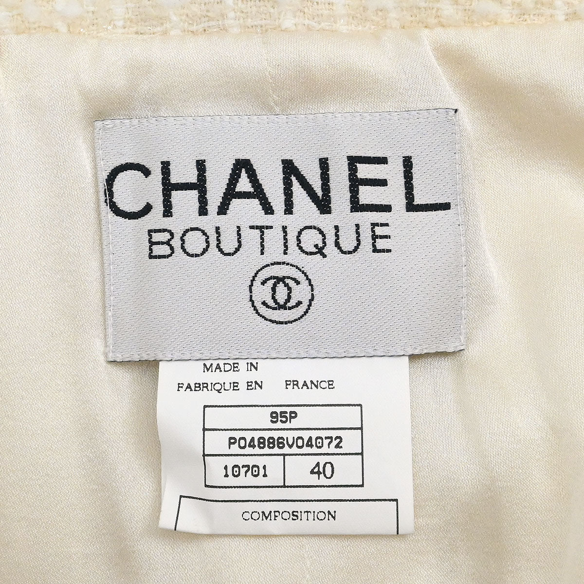 Chanel 1995 Single Breasted Collarless Jacket White #40