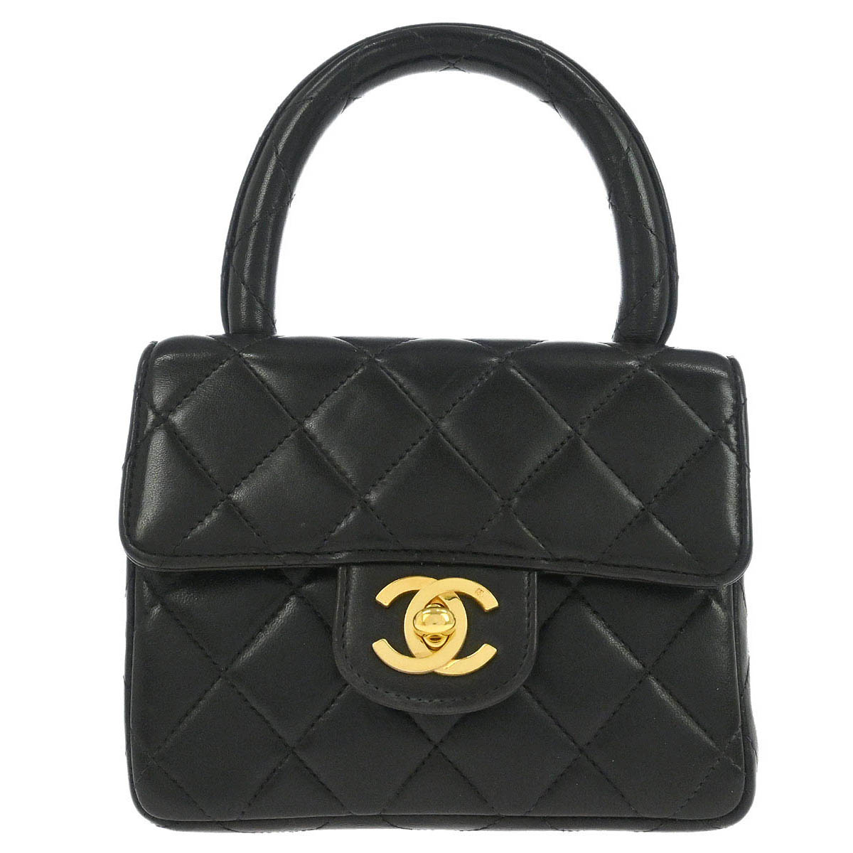 Chanel Black Lambskin Classic Flap Handbag Micro
