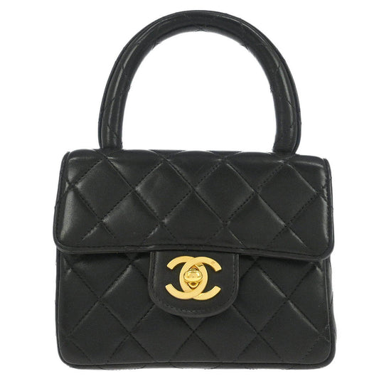 Chanel Black Lambskin Classic Flap Handbag Micro