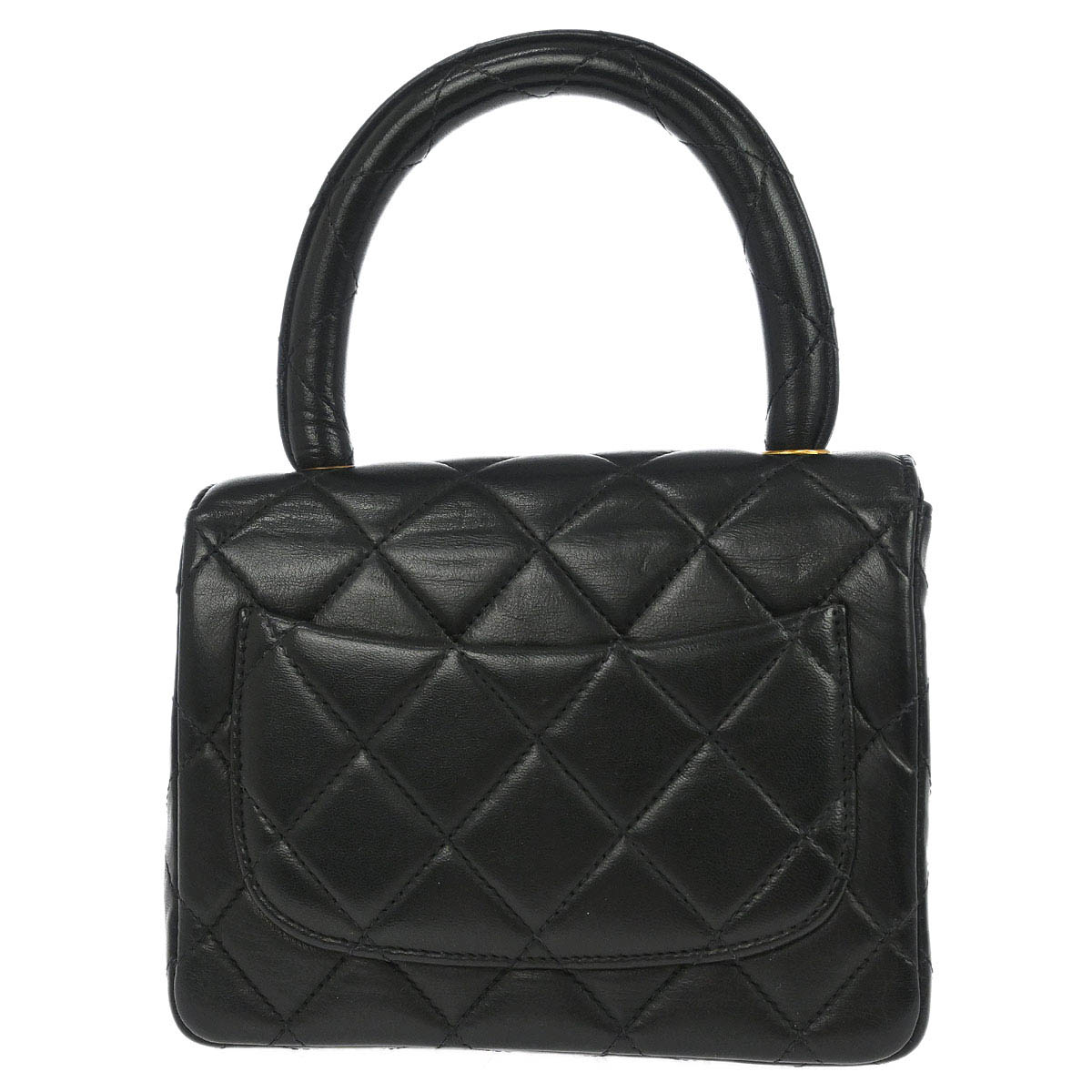 Chanel Black Lambskin Classic Flap Handbag Micro