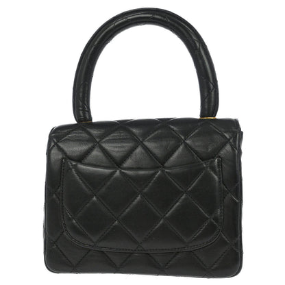 Chanel Black Lambskin Classic Flap Handbag Micro