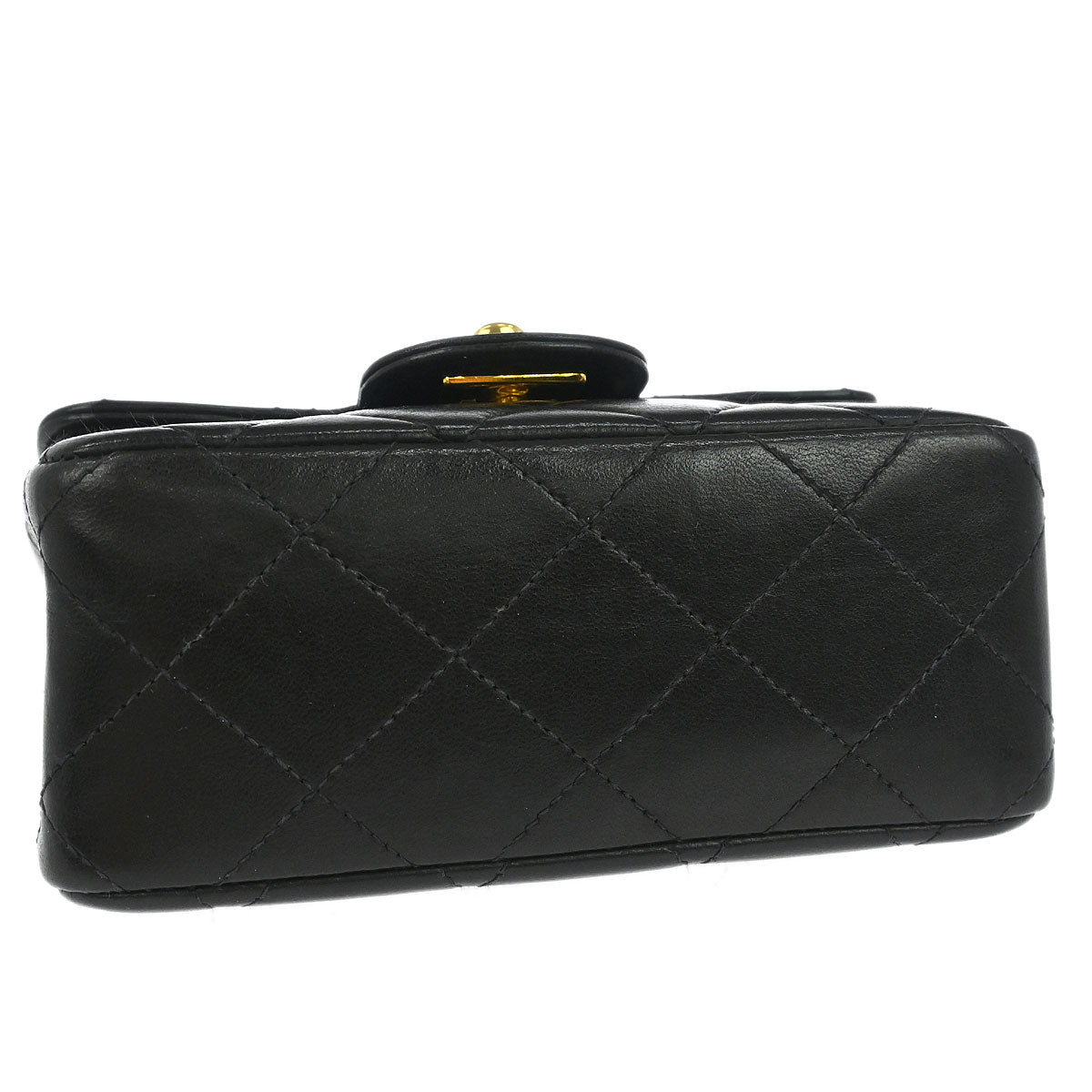 Chanel Black Lambskin Classic Flap Handbag Micro