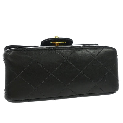 Chanel Black Lambskin Classic Flap Handbag Micro